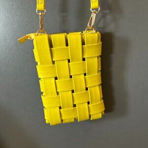 Woven Yellow Crossbody Phone Bag